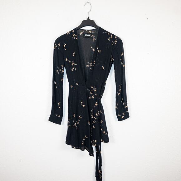 Reformation Porter Wrap Dress in Wildflower Black size XS - Picture 8 of 9